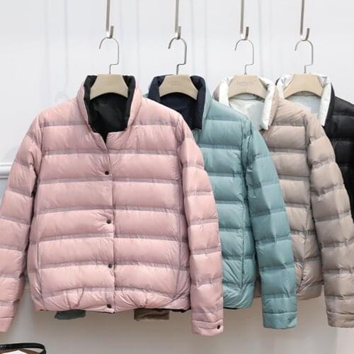 SEDUTMO Winter Double Sided Duck Down Jackets Women Casual Oversize Coat Short Puffer Jacket Autumn Thin Parkas ED1204