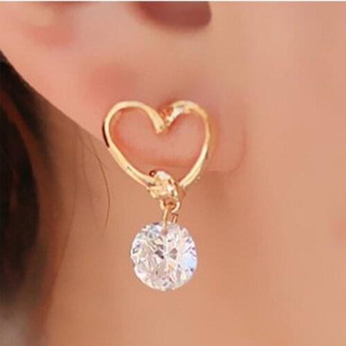 Love hollow golden zircon earrings earrings fashion casual temperament cute pendant earrings earrings women accessories