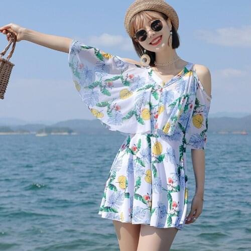 Flounce family swimsuit With Skirt mother daughter swimwear women and girl korean swimsuit one piece matching bathing suit