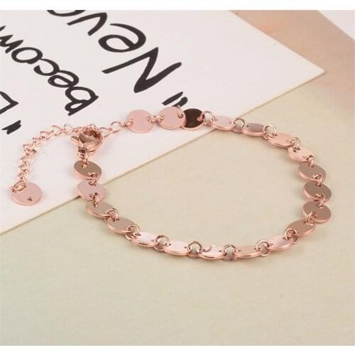 Martick Retro Gold/Rose Gold/Silver Color Bracelets Round Pieces Chain Link Bracelets For Women Fashion Summer Style B242