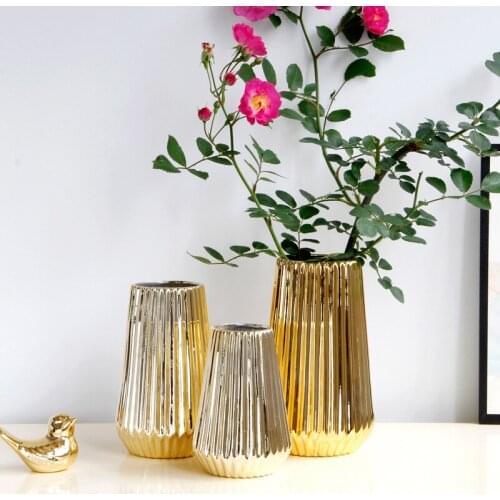 Golden Ceramic Vase Simple Nordic Home Decoration Vase Desktop Decoration