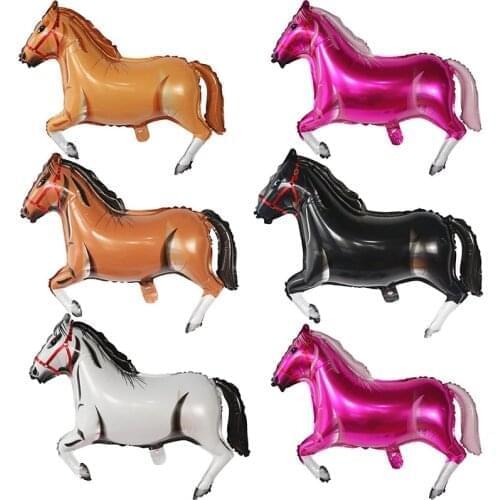 10/20/50pcs Blue Pink Farm Horse Balloons Birthday Party Supplies Mylar Balloon Kids Classic Animal Toys Helium Globos Supplies
