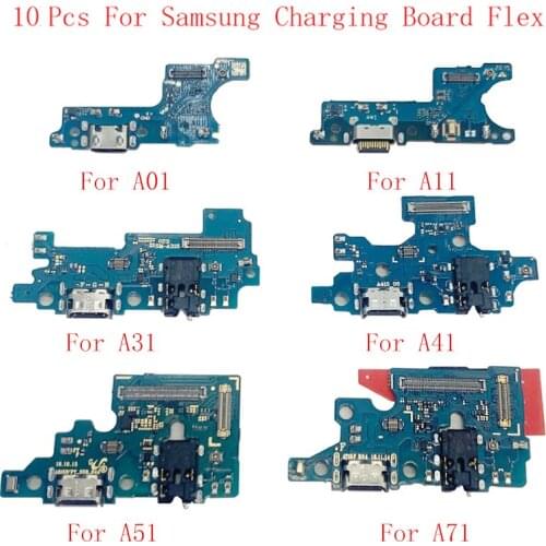 10 Pcs/lot USB Charging Dock Port Connector Flex Cable For Samsung A01 A11 A31 A315 A41 A415F A51 A515F A71 A715F USB Board
