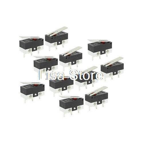 11PCS KW10 3 Pin Long Hinge Lever Momentary SPDT Mini Micro Switch AC 125V 1A