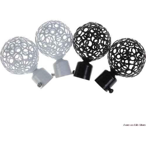 22mm 28mm Dia Drapery Curtain Rods Iron Ends Caps Finials Black Window Treatment Accessories - 2Pcs