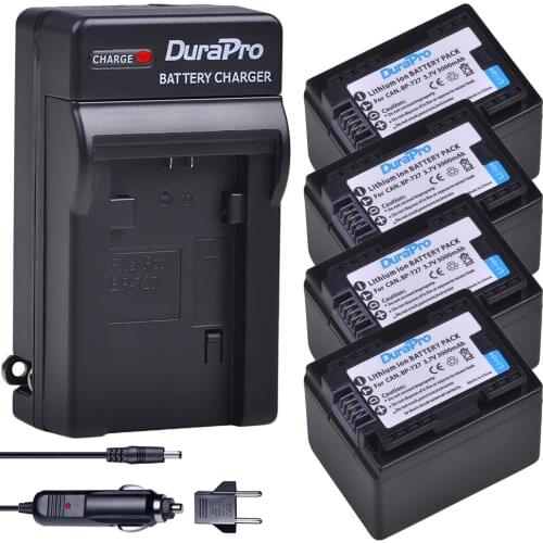 4x 3000mAH BP-727 BP 727 Camera Battery + Car Charger for Canon BP-709,BP-718,BP-727,CG-700,VIXIA HF M50,M51,M52,M560,R300,R306