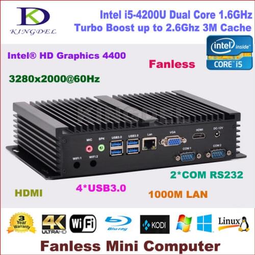 4G RAM+128G SSD Intel Core i5 4200U,HDMI, Gigabit LAN 2 COM RS232, WiFi,micro pc mini computer