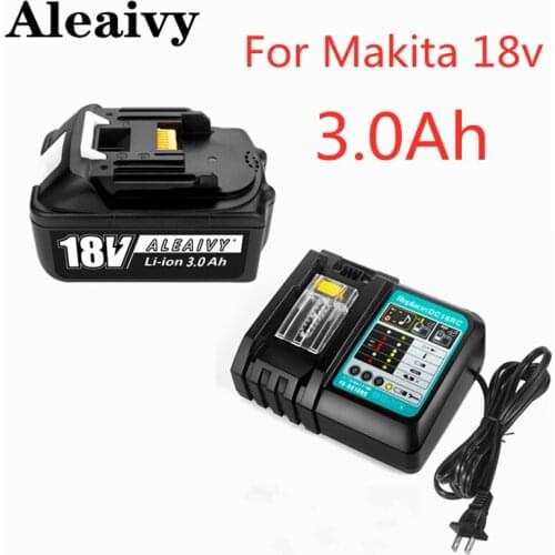 Aleaivy Original 18V 3000mAh For Makita Rechargeable Power Tools Battery with LED Li-ion Replacement LXT BL1860B BL1860 BL1850