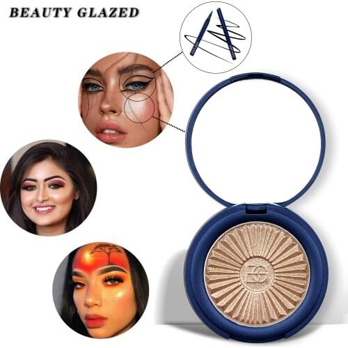 BEAUTY GLAZED Makeup 8 Colors Highlighter Facial Bronzers Palette Makeup Glow Face Contour Shimmer Powder Illuminator Cosmetics