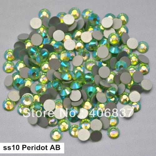 Free Shipping! 1440pcs/Lot, ss10 (2.7-2.9mm) Peridot AB Flat Back Nail Art Glue On Non Hotfix Rhinestones