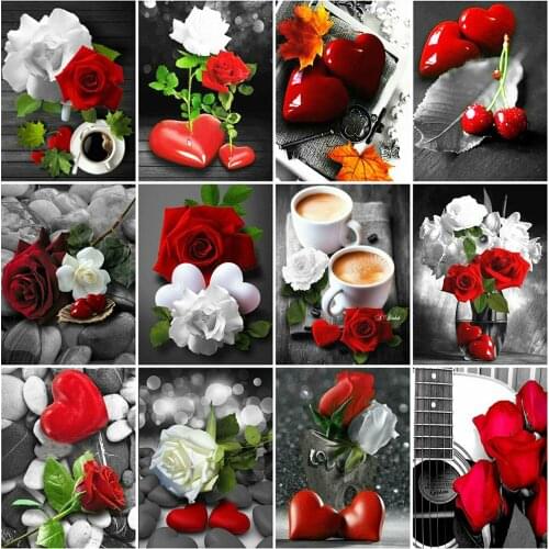 CraftArtGo 5D DIY Diamond Embroidery Flowers Full Round Square Rhinestone Mosaic Painting Cross Stitch Flowers Diamond Art Kit