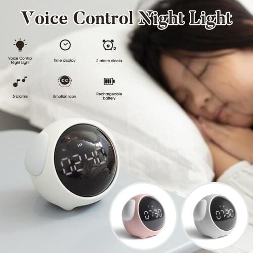 Emoticon Alarm Clock Cartoon Children Bedside Digital Alarm Clock Multifunctional with LED Night Light Clock for Bedroom