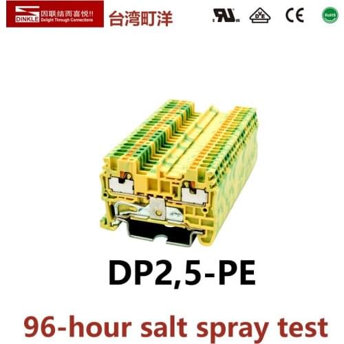 Dinkle DP2.5-PE Grounding Spring Cage Connects One Input One Output Electrical Connector Ding Railway Terminal Block