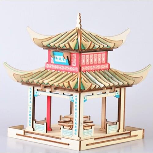 DIY Model toys 3D Wooden Puzzle-Chinese model Bridge Wooden Kits Puzzle Game Assembling Toys Gift for Kids Adult P37