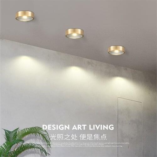 European Full Copper Free Hole Spotlight Ceiling Lamps Nordic Living Room Background Wall Ultra-thin Led Aisle Balcony Fixtures