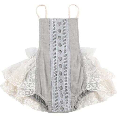 FOCUSNORM 0-24M Newborn Baby Girls Boys Bodysuits Sleeveless Belt Lace Flowers Ruffles Backless Jumpsuits