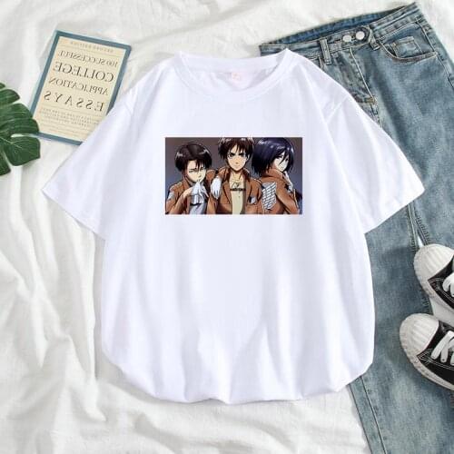 Funny Levi Eren Harajuku Unisex Tshirt Hot Japanese Anime Attack on Titan T Shirt Women Kawaii Harajuku Graphic Tee Tops T-shirt