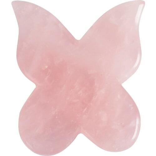 Butterfly Shape Facial Massage GuaSha Tool Natural Rose Quartz Head Face Back Foot Health Care Massage and Relax Beauty Tool