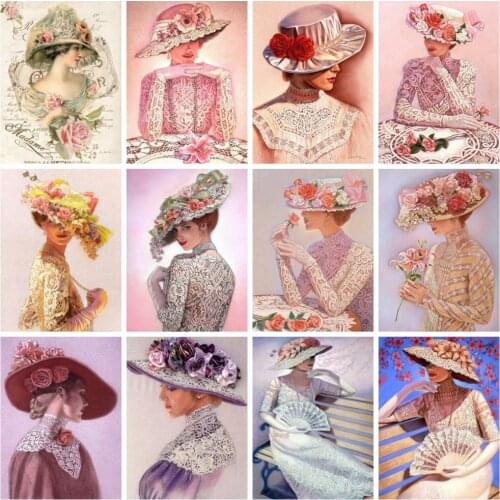 Huacan Diamond Painting Lady Full Square New Arrival Mosaic Woman Embroidery Cross Stitch Portrait Home Decor