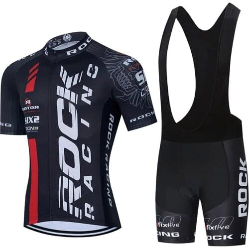 New ROCK RACING Cycling Team Jersey 20D Bike Shorts Set Ropa Ciclismo MenS MTB Uniform Summer Bicycling Maillot Bottom Clothing
