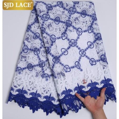 SJD LACE Latest African Lace Fabric With Stones French Mesh Lace Fabric Embroidery Milk Silk Laces For Wedding Party Dress A2210