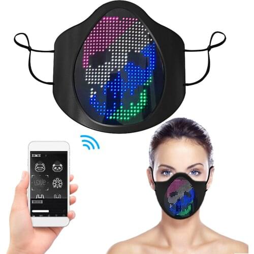 Fashion LED Luminous Mask Soft Silicone LED Face Mask For Halloween Cosplay Party Fun Performances Sports Bars