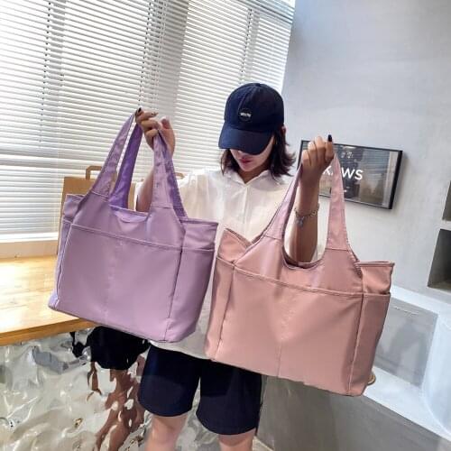 Fashion Women Waterproof Fitness Travel Oxford Cloth Shoulder Shopping Bag Ladies Casual Solid Color Large Capacity Tote Handbag