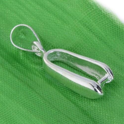 Fashionable Silver Color Plated Pendant Pinch Bails 23 mm For Jewelry Necklace Making DIY Pack of 20PCS