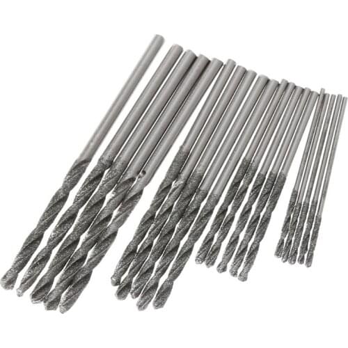20Pcs 1mm 1.5mm 2mm 2.5mm Diamond Coated Twist Drill Bits Set For Glass Soft Metal Tile Stone