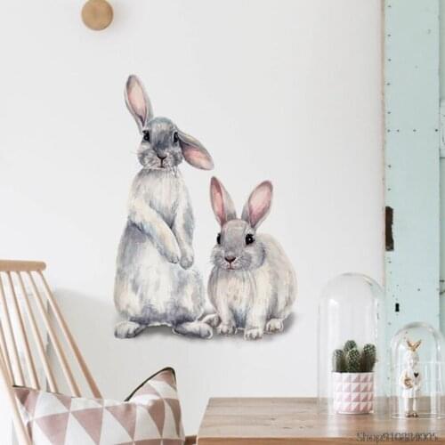 Two Cute Bunny Ballet Rabbit Wall Stickers for Kids Room Baby Nursery Wall Decals bedroom mural for Girl Room Home Decoration