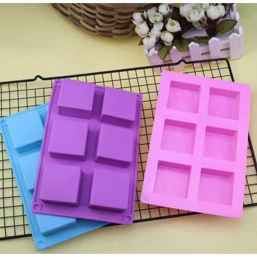 6 Cavity Plain Basic Rectangle Silicone Soap Mold Baking Tray For Homemade Diy Craft Decor Tools Moule savon