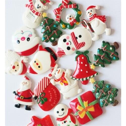 New 50Pcs/Lot Xmas Girls Acrylic Hair Accessories DIY Decoration hone Shell Patch Material Tool Cartoon Ornaments Cute Headdress