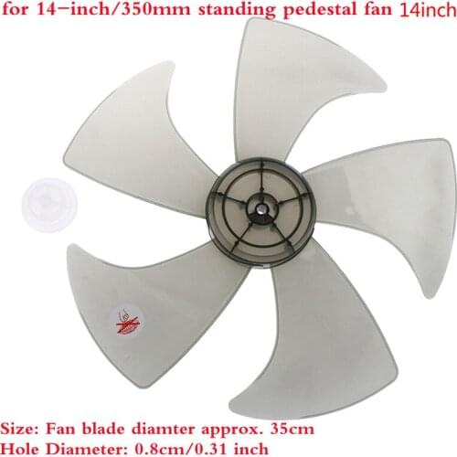 14 Inch Household Plastic Fan Blade 5 Leaves With Nut Cover For Standing Pedestal Midea Fans Table Fanner General Accessories