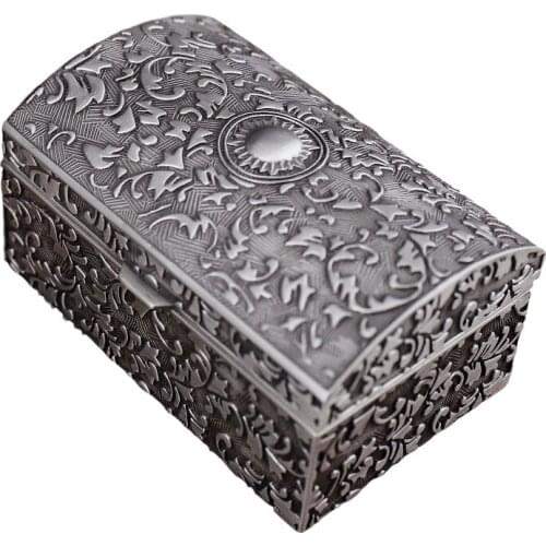 Portable Jewelry Box Trinket Case Storage Organizer Holder Gifts Vintage Metal Treasure Rectangular Ring Fashion Box
