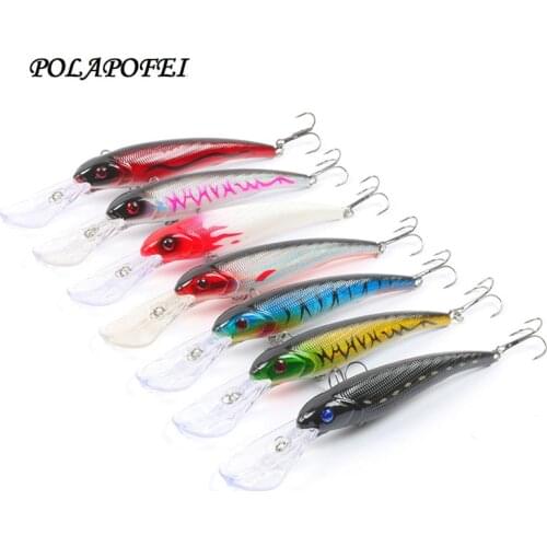 7pcs Sea Fishing Lure Big Wobbler 16cm 28g Crankbait Black Minnow Artificial Bait Pike Fishing Fish Accessories Kosadaka E236