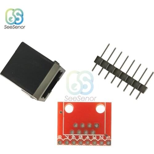 RJ45 Socket 8 Pin Cable Interface Shielded Crystal Head Light Copper Shell Connector Female 8P8C + Breakout Board Adapter