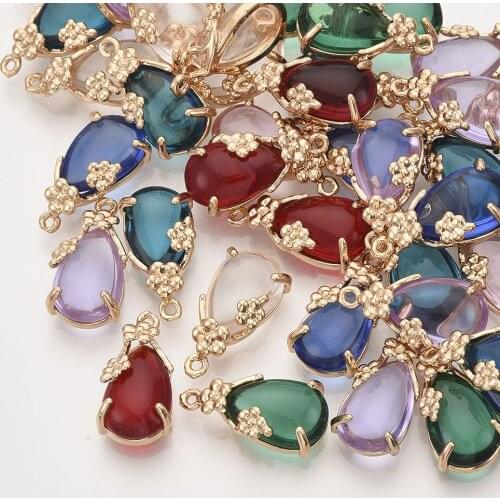 Random Mixed Color Drop-Shaped 8x12 Glass Pendant DIY Necklace Earring Pendant Ornament Accessories jewelry making supplies