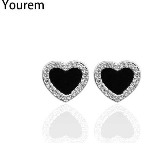 Yourem anti allergy good cute Romantic heart stud earrings women gifts copper zircon hearts earings ce035