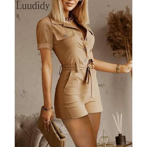 Women Button Front Pocket Design Sleeveless Jumpsuit With Belt