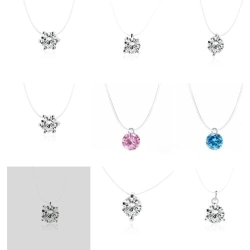 Choker Invisible Fish Line Crystal Necklace Pendants Neck Zircon Women Clavicle Chain Lady Collar