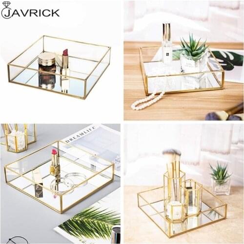 Gold Mirror Jewelry Tray Perfume Tray Mirror Vanity Tray Dresser Tray Ornate Tray Metal Decorative Tray Jewelry Perfume Organize