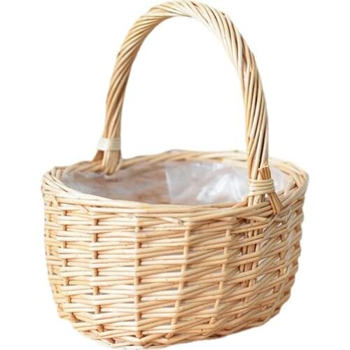 1Pc Picnic Basket Creative Tote Basket Flower Container for Home