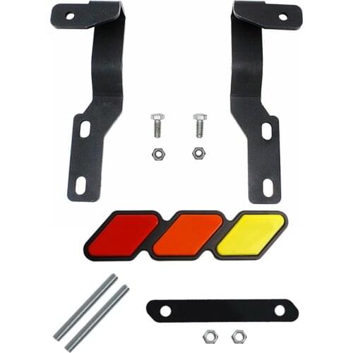 1 Pcs LED Light Pod Metal Hood Mount Bracket Kit/Ditch Hood Light Brackets & 1 Set Of Grill Badge Emblem Tri-Color