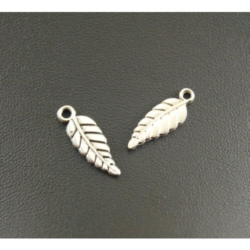 10 Pcs Zinc Alloy Silver Color Mini Leaf Charm Handmade Charms Pendants Jewelry Findings A985