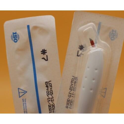 10Pcs Sterilized Disposable manual tattoo pen with 7 Needle Blade Eyebrow Manual Microblading Needle in Expiry date / LOT