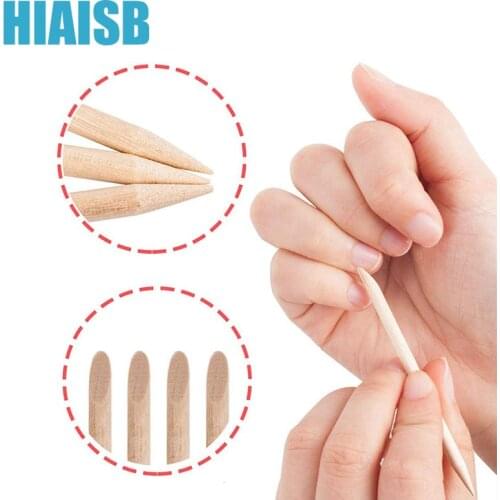100PCS Pusher Wood Nail Sticks Double Sided Multi Functional Cuticle Pushing Remover Tool Manicure Pedicure Nails Salon Supplies