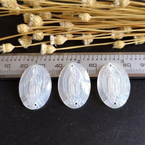 100pcs/lot Natural Oval Virgin of Guadalupe Mother of Pearl Shell Oval Madonna Pearl Shell MOP for DIY Bracelet Jewelry