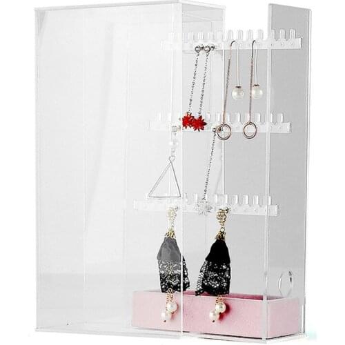 Acrylic Earring Holder Dustproof Clear Earring Display Stand Organiser,Earring Studs Bracelet Necklace Storage Case,1drawer