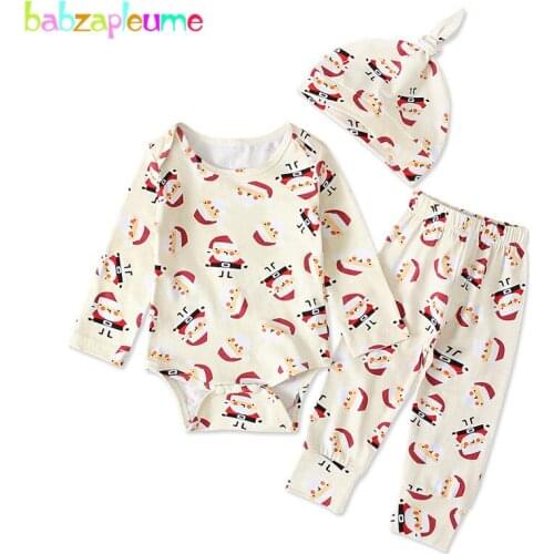 Fall Infant Clothing Set Newborn Photography Baby Girls Boys Clothes Cartoon Cute Christmas Santa Claus Bodysuit+Pants+Hat 2000