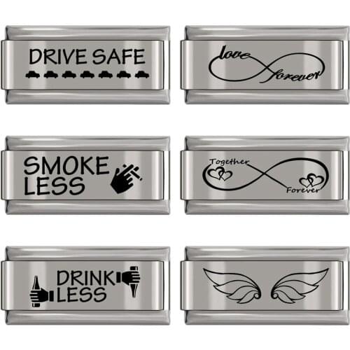 Hapiship Stainless Steel Bracelet 9mm Italian Charm Women Drive Safe Smoke Less Drink Less Wing Bangles Babgle Accessories DJ157